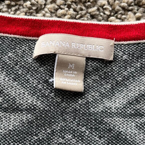 Banana Republic Sweater Medium Monochrome Geometric Aztec Cotton V-Neck Pullover - Picture 2 of 8